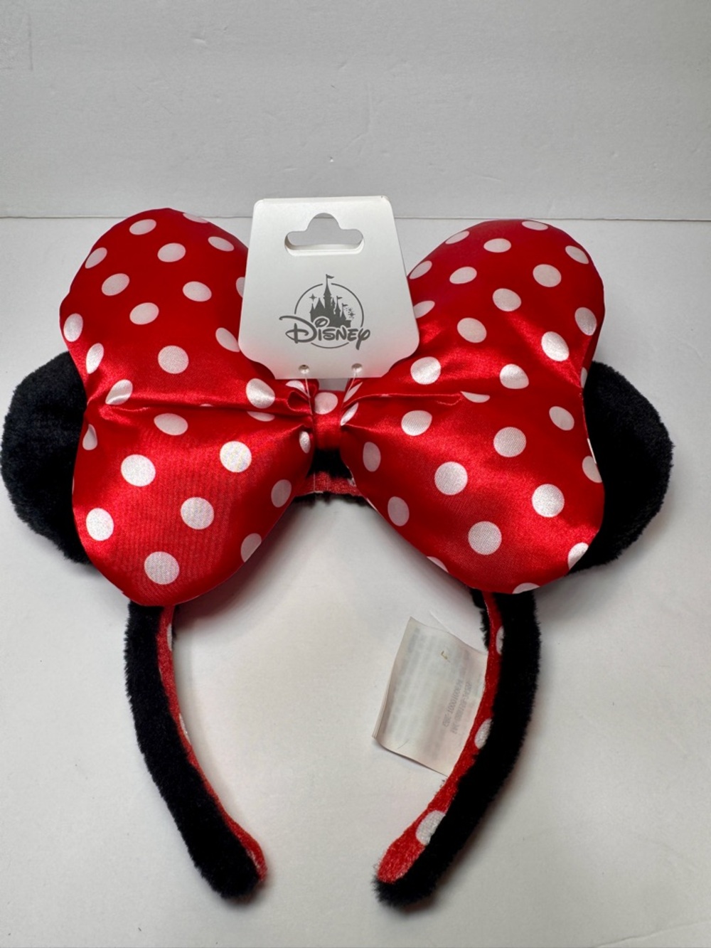 NWT Disney Minnie Mouse Plush Polka Dot Ears oversized bow Headband for Adults.